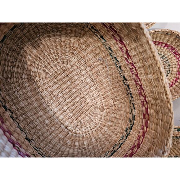 Woven Nesting Baskets Set Of 4 With Lids And Handles Never Used - Picture 11 of 12